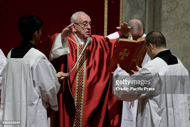 Pope Francis attends the Celebration of the Lord's Passion on Good Friday in St. Peter's Basilica. Christians around the world are marking the Holy...