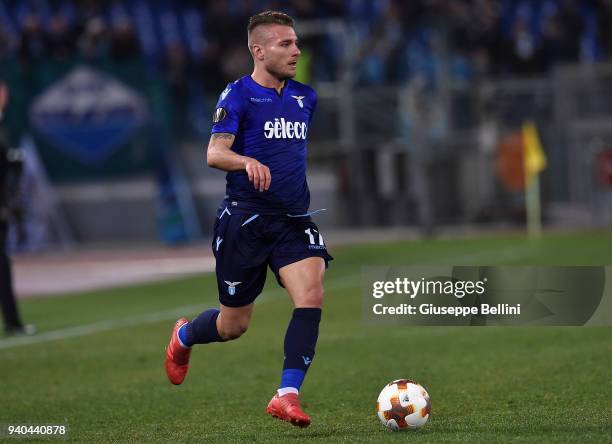 Ciro Immobile of SS Lazio in action during UEFA Europa League Round of 16 match between Lazio and Dynamo Kiev at the Stadio Olimpico on March 8, 2018...