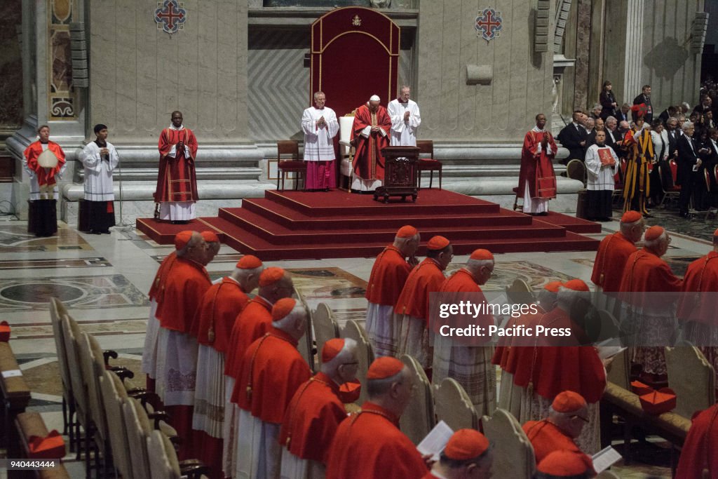 Pope Francis attends the Celebration of the Lord's Passion...