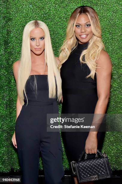Gigi Gorgeous and Laverne Cox attend KKWxMario Dinner at Jean-Georges Beverly Hills on March 31, 2018 in Beverly Hills, California.