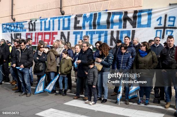 Supporters of Atalanta BC take part in the funeral of Emiliano Mondonico who died at the age of 71 on 29 March 2018 from cancer. Emiliano Mondonico...