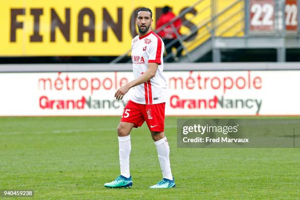 Youssouf Hadji of Nancy looks dejected during the Ligue 2 match between As Nancy Lorraine and Reims on March 31, 2018 in Nancy, France.