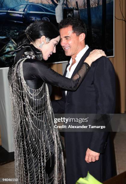 Daphne Guinness and Andre Balazs attend the Maybach presents David LaChapelle's "Bliss Amongst Chaos" party at the Raleigh Hotel on December 5, 2009...