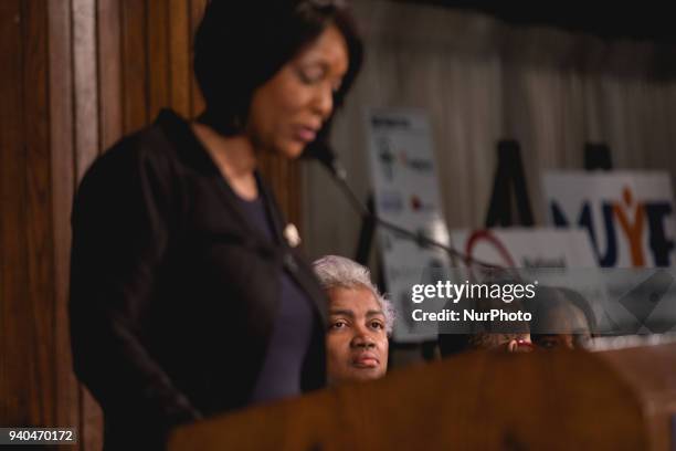 Dr. Maya Rockeymoore Cummings, President/CEO, Center for Global Policy Solutions, speaks at the Stateswomen for Justice luncheon at the National...