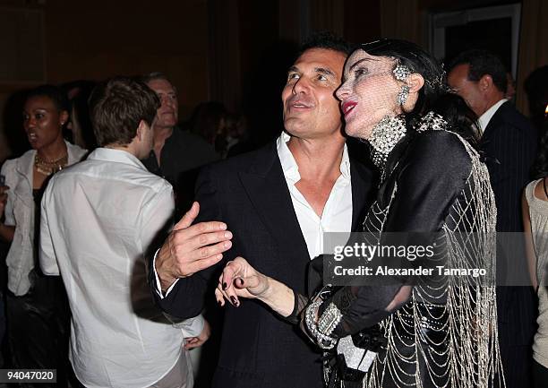 Andre Balazs and Daphne Guinness attend the Maybach presents David LaChapelle's "Bliss Amongst Chaos" party at the Raleigh Hotel on December 5, 2009...