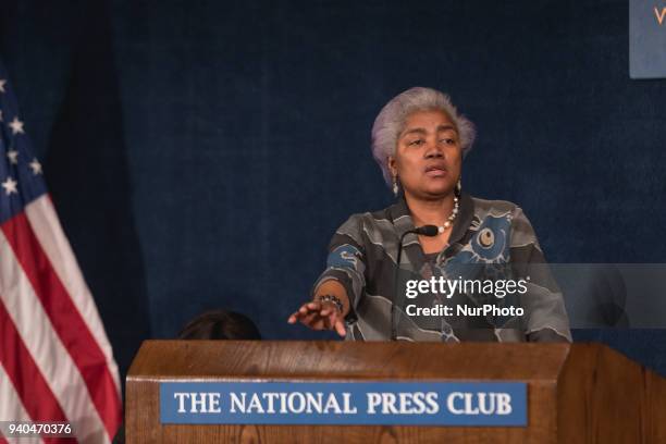 Donna Brazile gives the keynote address at the Stateswomen for Justice luncheon at the National Press Club in Washington, D.C., on Wednesday, March...