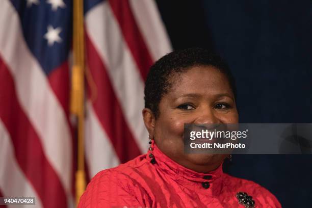 Hazel Trice Edney, editor-in-chief of the Trice Edney News Wire and President of the Capital Press Club, at the Stateswomen for Justice luncheon at...