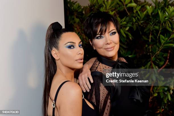 Kris Jenner and Kim Kardashian West attend KKWxMario Dinner at Jean-Georges Beverly Hills on March 31, 2018 in Beverly Hills, California.