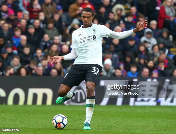 Liverpool's Joel Matip during the Premiership League match between Crystal Palace and Liverpool at Wembley, London, England on 31 March 2018.