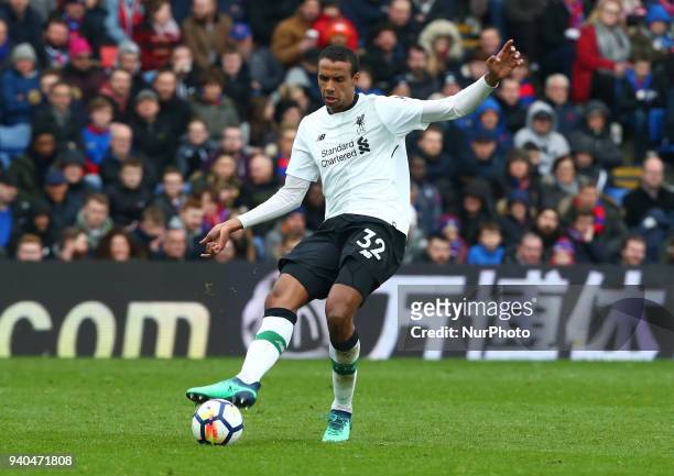Liverpool's Joel Matip during the Premiership League match between Crystal Palace and Liverpool at Wembley, London, England on 31 March 2018.