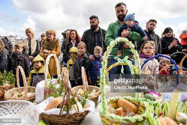 Family during the ceremony of blessing Easter basketsat The St Mary's Church, Claddagh on Saterday , March 31 in Galway, Ireland. Polish Catholics...