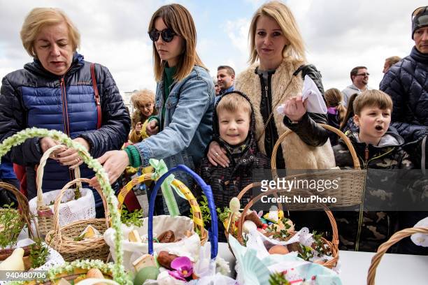 Family during the ceremony of blessing Easter basketsat The St Mary's Church, Claddagh on Saterday , March 31 in Galway, Ireland. Polish Catholics...