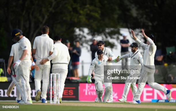 England batsman Mark Stoneman reacts after being caught behind by wicketkeeper BJ Watling during day three of the Second Test Match between the New...