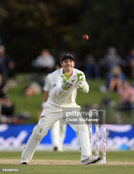 New Zealand wicketkeeper BJ Watling in action during day three of the Second Test Match between the New Zealand Black Caps and England at Hagley Oval...