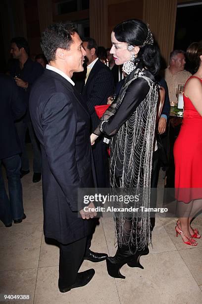 Andre Balazs and Daphne Guinness attend the Maybach presents David LaChapelle's "Bliss Amongst Chaos" party at the Raleigh Hotel on December 5, 2009...