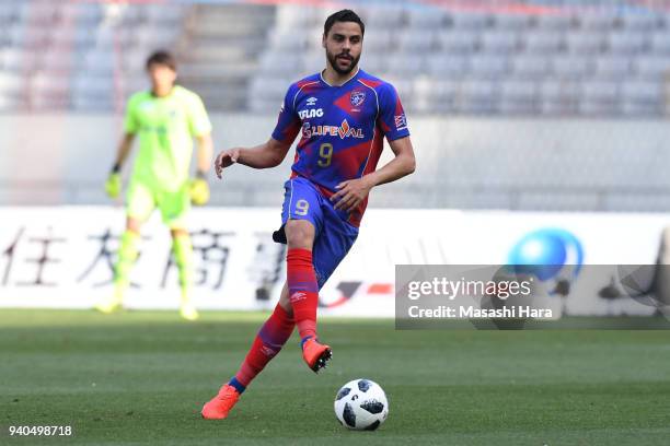 Diego Oliveira of FC Tokyo in action during the J.League J1 match between FC Tokyo and Gamba Osaka at Ajinomoto Stadium on March 31, 2018 in Chofu,...