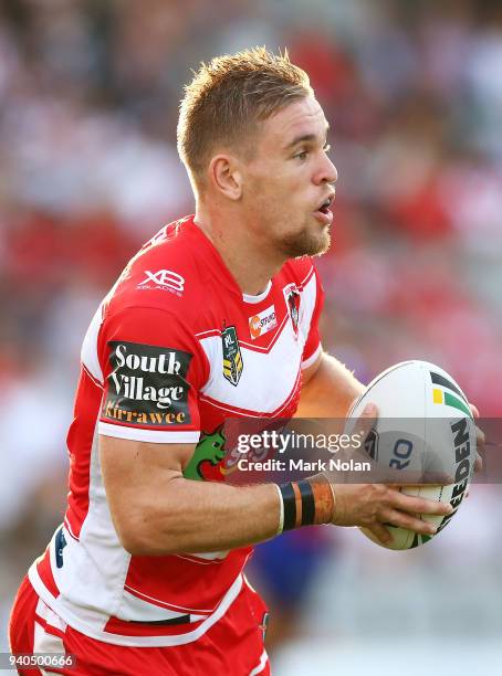 Matthew Dufty of the Dragons in action during the round four NRL match between the St George Illawarra Dragons and the Newcastle Knights at WIN...