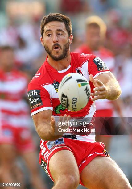 Ben Hunt of the Dragons in action during the round four NRL match between the St George Illawarra Dragons and the Newcastle Knights at WIN Stadium on...