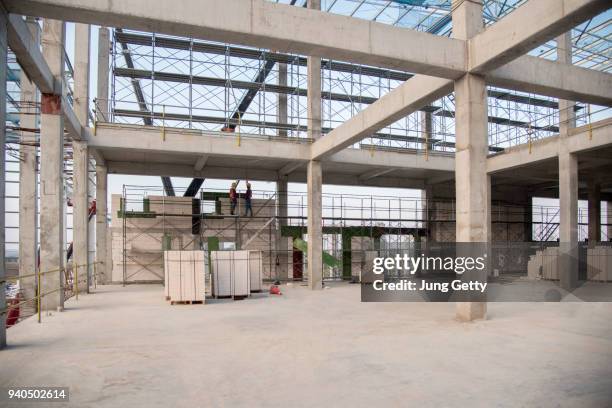 concrete structure beam column slab epoxy floor - inside construction stock pictures, royalty-free photos & images