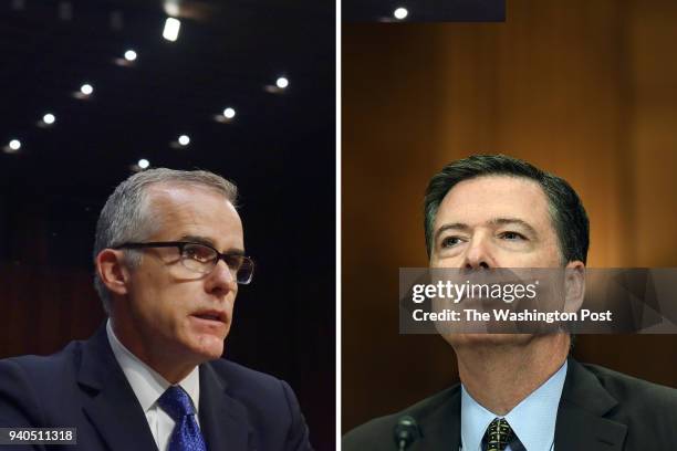 Andrew McCabe, left, and James Comey.
