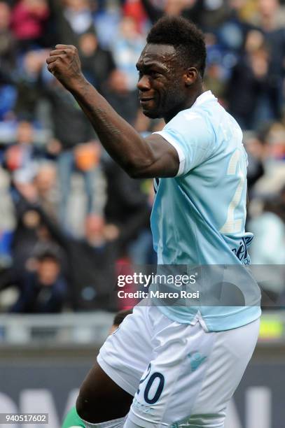 Felipe Caicedo of SS Lazio celebrate a second goal during the serie A match between SS Lazio and Benevento Calcio at Stadio Olimpico on March 31,...