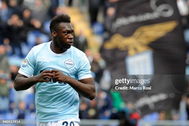 Felipe Caicedo of SS Lazio celebrate a second goal during the serie A match between SS Lazio and Benevento Calcio at Stadio Olimpico on March 31,...