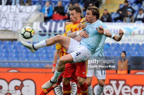 Patrico Gil Gabarron of SS Lazio in actio during the serie A match between SS Lazio and Benevento Calcio at Stadio Olimpico on March 31, 2018 in...