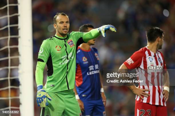 Jack Duncan of the Jets in action during the round 25 A-League match between the Newcastle Jets and Melbourne City at McDonald Jones Stadium on April...