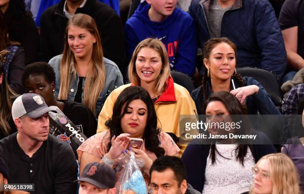 Jessica Hart attends New York Knicks vs Detroit Pistons game at Madison Square Garden on March 31, 2018 in New York City.