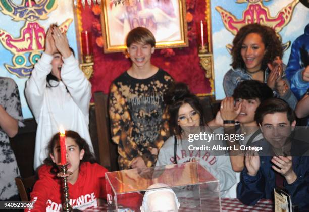 Conner Shane and friends celebrate his birthday held at Buca Di Beppo at Universal CityWalk on March 31, 2018 in Universal City, California