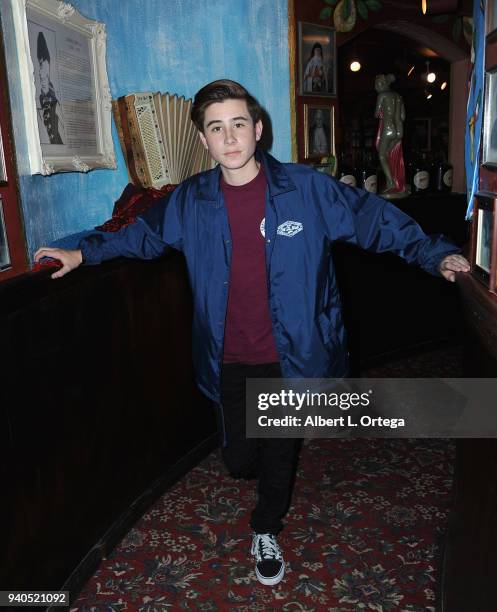 Caden Conrique Celebrates Connor Shane's Birthdayheld at Buca Di Beppo at Universal CityWalk on March 31, 2018 in Universal City, California