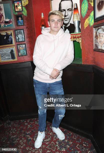 Jeremiah Perkins celebrates Connor Shane's birthday held at Buca Di Beppo at Universal CityWalk on March 31, 2018 in Universal City, California