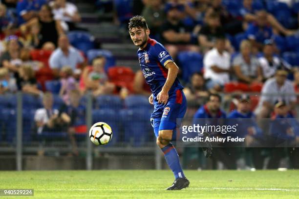 Ivan Vujica of the Jets in action during the round 25 A-League match between the Newcastle Jets and Melbourne City at McDonald Jones Stadium on April...