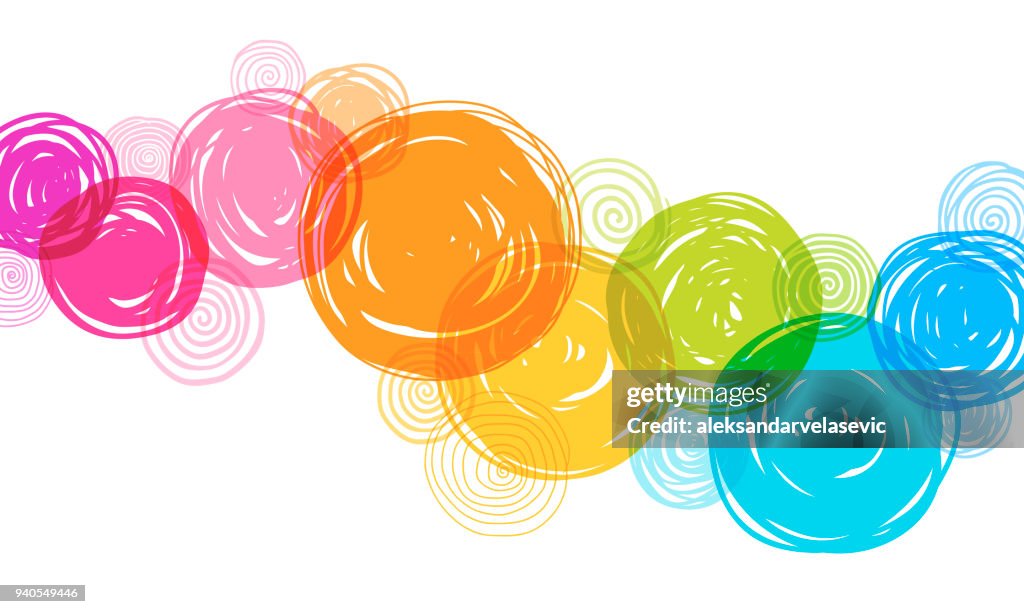 Fond de cercles dessinés à la main coloré