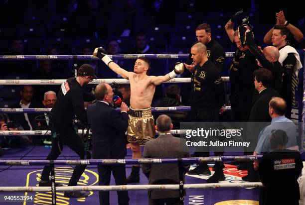 Ryan Burnett enters the ring ahead of his fight against Yonfrez Parejo prior to there WBA Bantamweight Championship title fight at Principality...