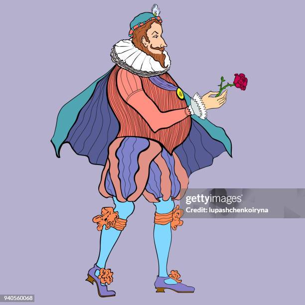 vector portrait of an aristocrat in a scenic suit - earl stock illustrations