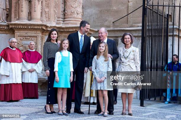Queen Letizia of Spain, Princess Sofia of Spain, King Felipe VI of Spain, King Juan Carlos, Princess Leonor of Spain and Queen Sofia attend the...