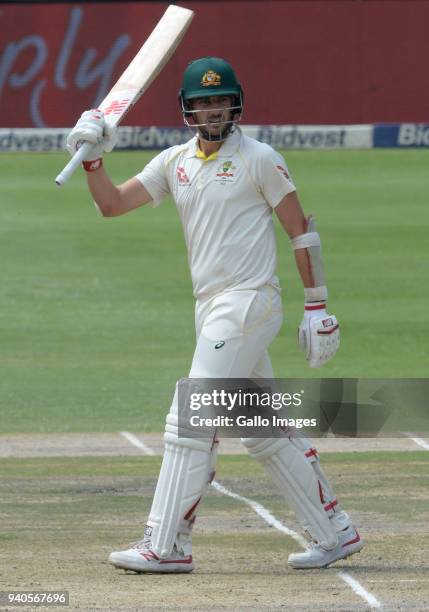 Pat Cummins of Australia goes to his 50 runs during day 3 of the 4th Sunfoil Test match between South Africa and Australia at Bidvest Wanderers...