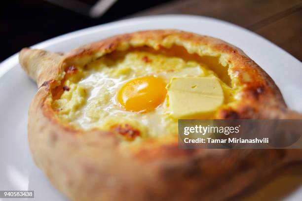 cheese boat - acharian khachapuri - ajaria stock pictures, royalty-free photos & images