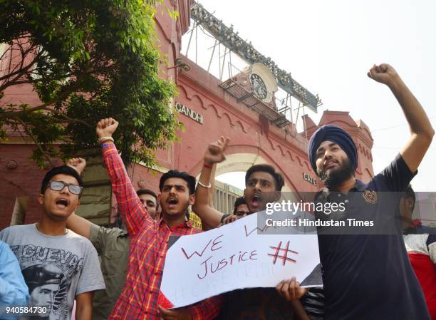 Students from various schools stage a protest against the move of the Central Board of Secondary Education to conduct re-examination of Economics and...