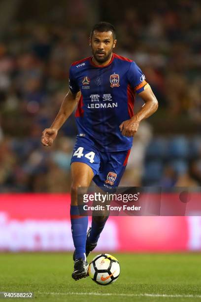 Nikolai Topor-Stanley of the Jets in action during the round 25 A-League match between the Newcastle Jets and Melbourne City at McDonald Jones...