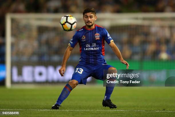 Ivan Vujica of the Jets in action during the round 25 A-League match between the Newcastle Jets and Melbourne City at McDonald Jones Stadium on April...