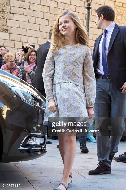 Princess Leonor of Spain attends the Easter mass on April 1, 2018 in Palma de Mallorca, Spain.