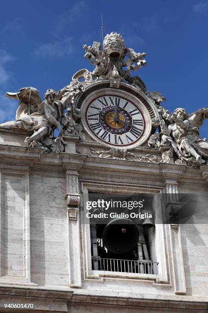 Bells ring at the end of Easter Mass at St. Peter's Square on April 1, 2018 in Vatican City, Vatican. After greeting the faithful and addressing an...