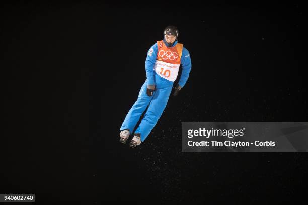 Jonathon Lillis of the United States in action during the Freestyle Skiing - Men's Aerials Final at Phoenix Snow Park on February 18, 2018 in...