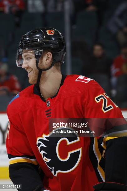 Dougie Hamilton of the Calgary Flames skates against the Chicago Blackhawks during an NHL game at the Scotiabank Saddledome on February 3, 2018 in...