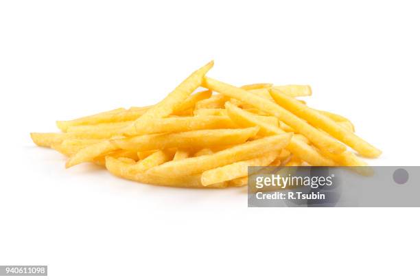 heap of french fries - frites stockfoto's en -beelden