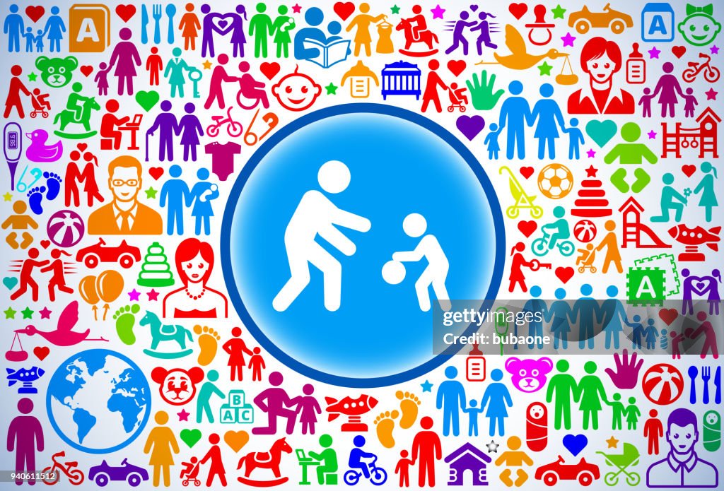 Family Playing Family and Parenthood Vector Icon Pattern