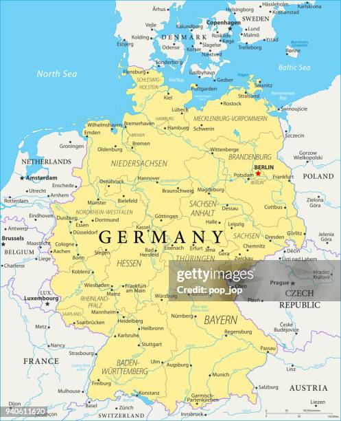 map of germany - vector - dusseldorf germany stock illustrations