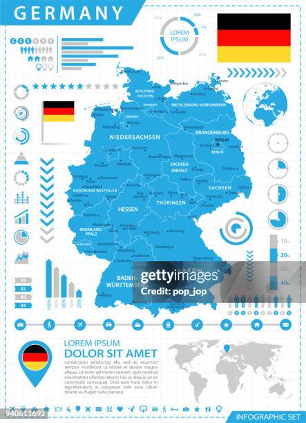 map of germany - infographic vector - stuttgart stock illustrations